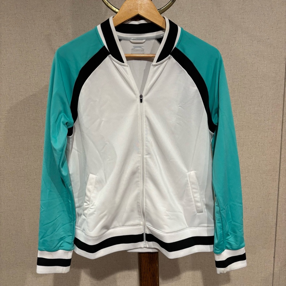 Slazenger Teal and White Zip-Up Jacket Womens Size Large
